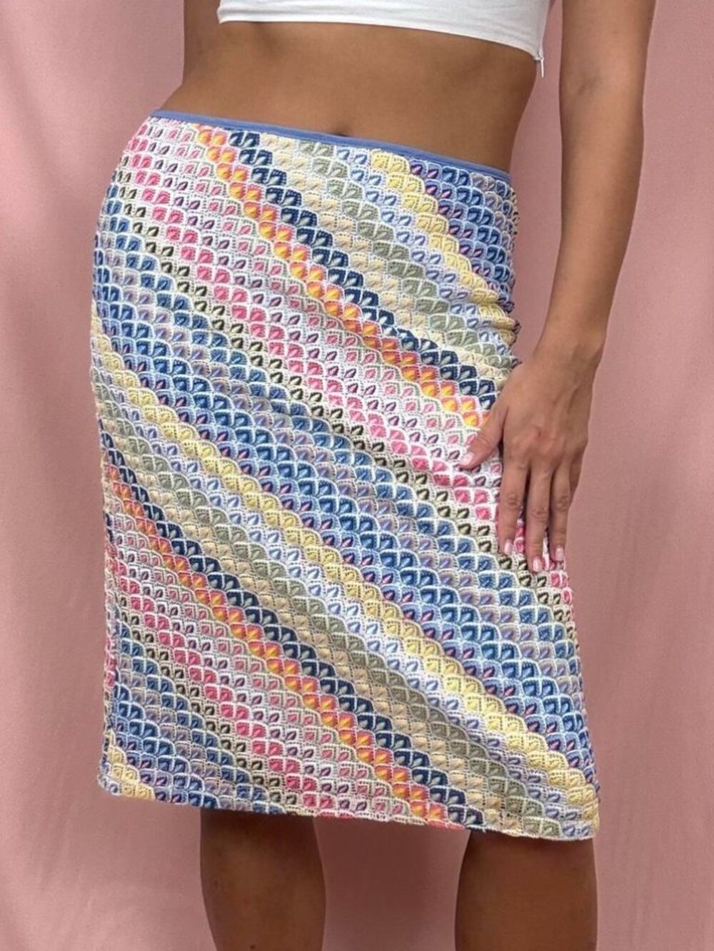Colorful Y2K Knit Midi Skirt